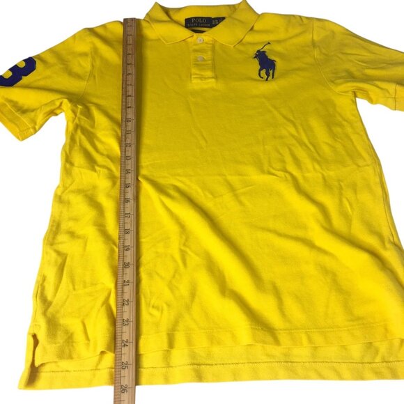 Polo Ralph Lauren Shirt Boy XL 18/20 Yellow Classic Fit Big Pony Number 3 Rugby - Picture 9 of 15